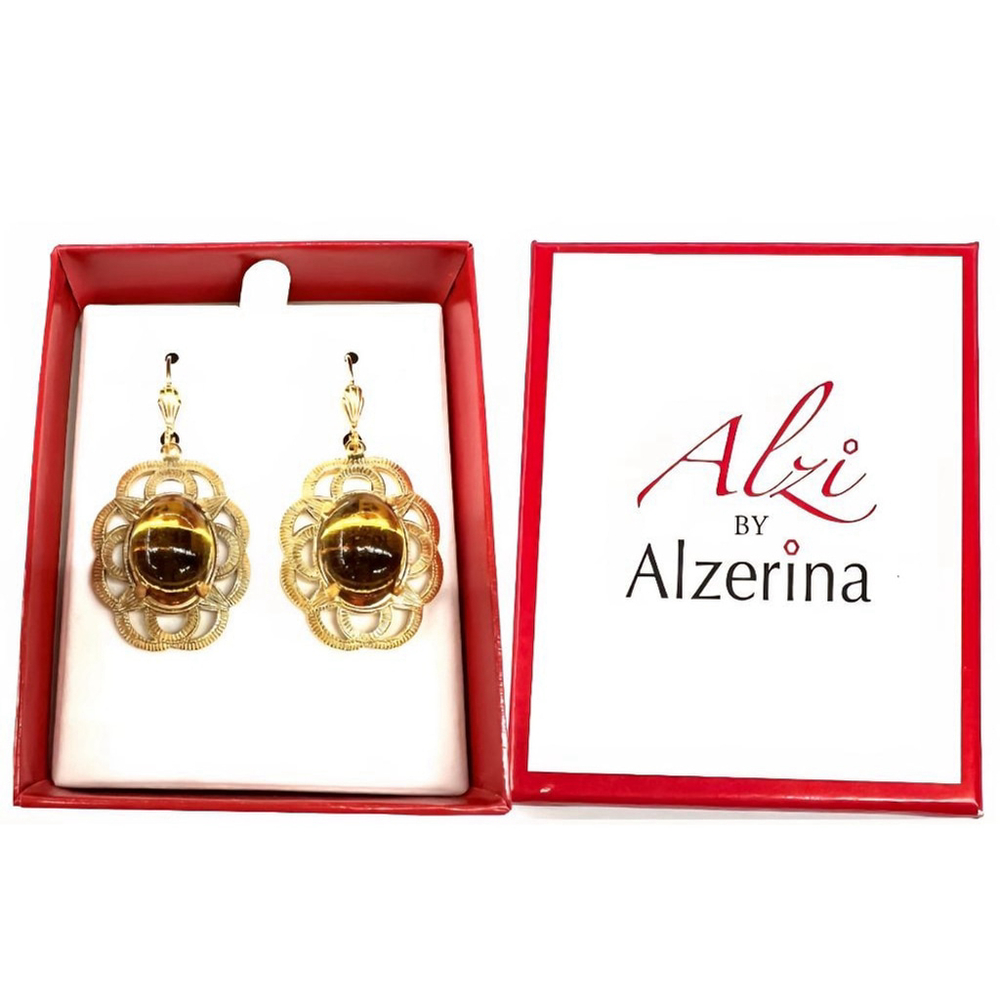 Austrian crystals 24k Gold Plated Alzerina Jewelry Magnolia Earrings